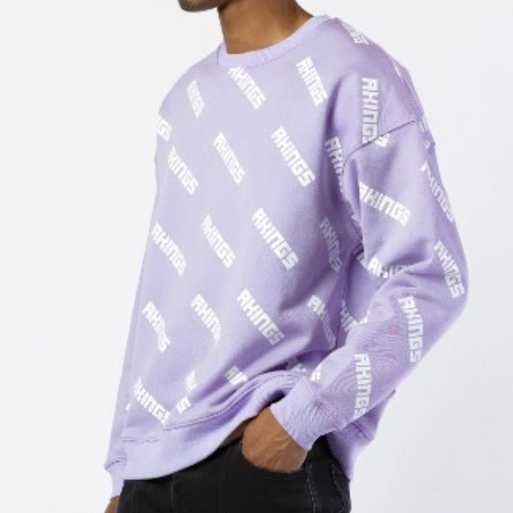 AKINGS 1984 All Over Logo Graphic Crewneck Sweatshirt